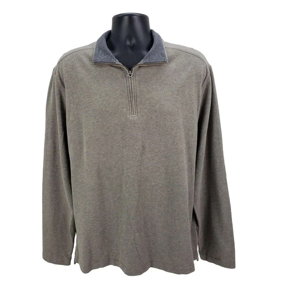 J. Crew Men's 1/4 Zip Pullover Sweater Size XL Sueded Jersey Beige Cotton Casual